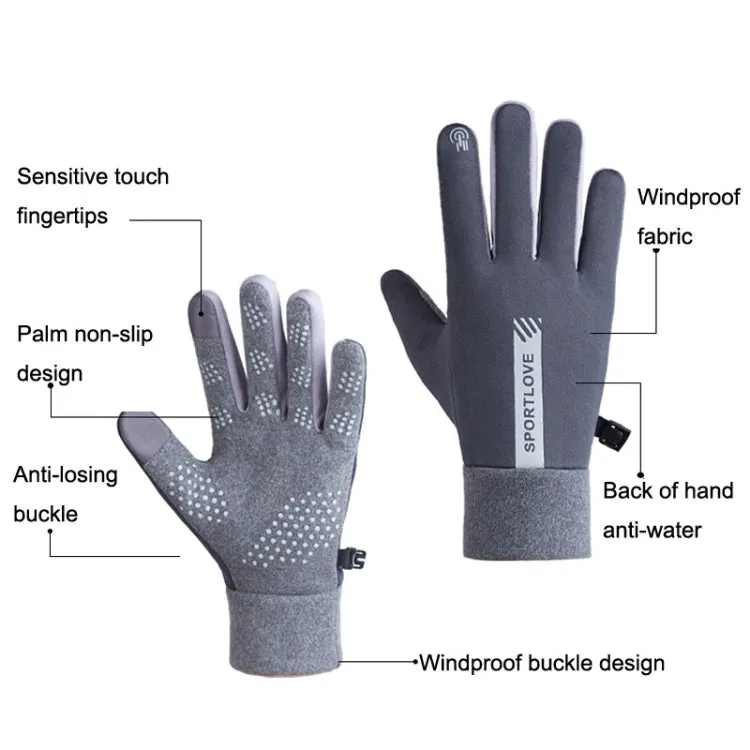 1 Pair Velvet and Thick Cycling Windproof and Cold Warm Gloves, Style: Male Version (Black)