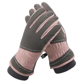 1 Pair WZ-207 Outdoor Warm And Windproof Thickened Cycling Sports Anti-fall Gloves(Gray Pink)