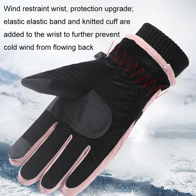 1 Pair WZ-207 Outdoor Warm And Windproof Thickened Cycling Sports Anti-fall Gloves(Pink Gray)