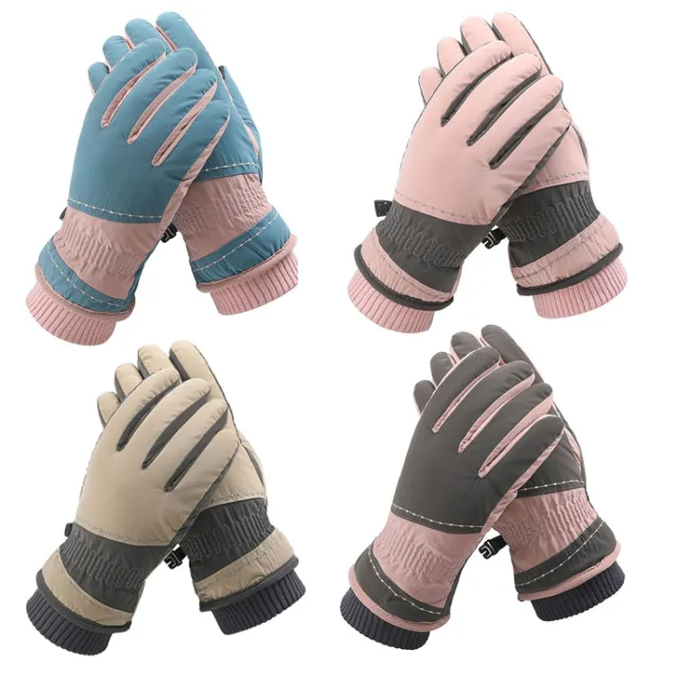 1 Pair WZ-207 Outdoor Warm And Windproof Thickened Cycling Sports Anti-fall Gloves(Pink Gray)