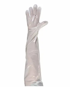 (1000/Case) 34" Shoulder Length Plastic Poly Disposable Gloves with Elastic Top