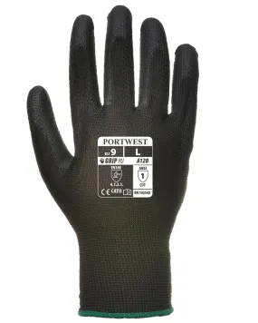 (12 Pairs) Black Portwest Polyeurethane Palm Coated Gloves