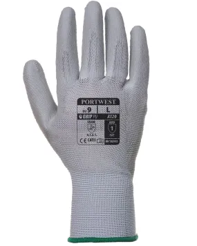 (12 Pairs) Gray Portwest Polyeurethane Palm Coated Gloves