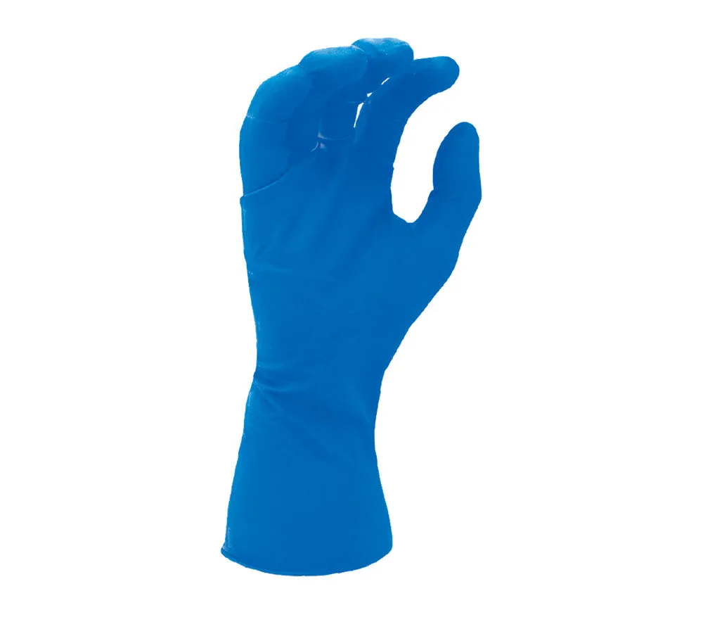 14 mil Dark Blue Latex, 12" length, Powder-free, 50 gloves per dispenser