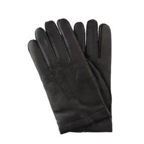 Cashmere-Lined Leather Gloves in Black