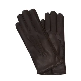 Cashmere-Lined Leather Gloves in Dark Brown