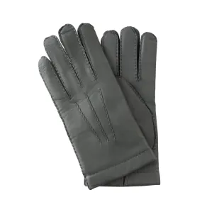 Cashmere-Lined Leather Gloves in Grey