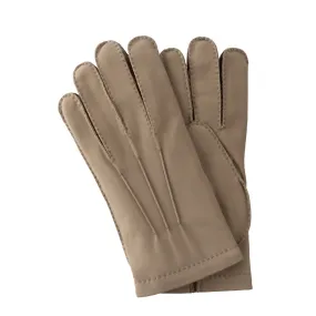 Cashmere-Lined Suede Gloves in Beige