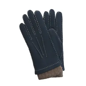 Cashmere-Lined Suede Gloves in Blue