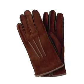 Cashmere-Lined Suede Gloves in Chestnut Brown