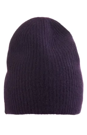 CASHMERE RIB KNIT DOUBLE LAYER SLOUCHY HAT