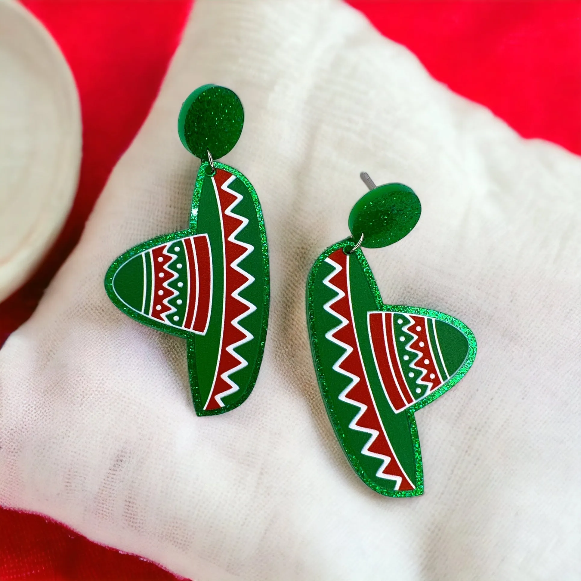 Cinco de Mayo Earrings - Halloween Earrings, Piñata Earrings, Halloween Accessories, Halloween Earrings, Birthday Piñata, Sombrero Earrings, Mexican Earrings