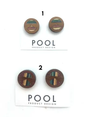 Circle Walnut Pool Studs