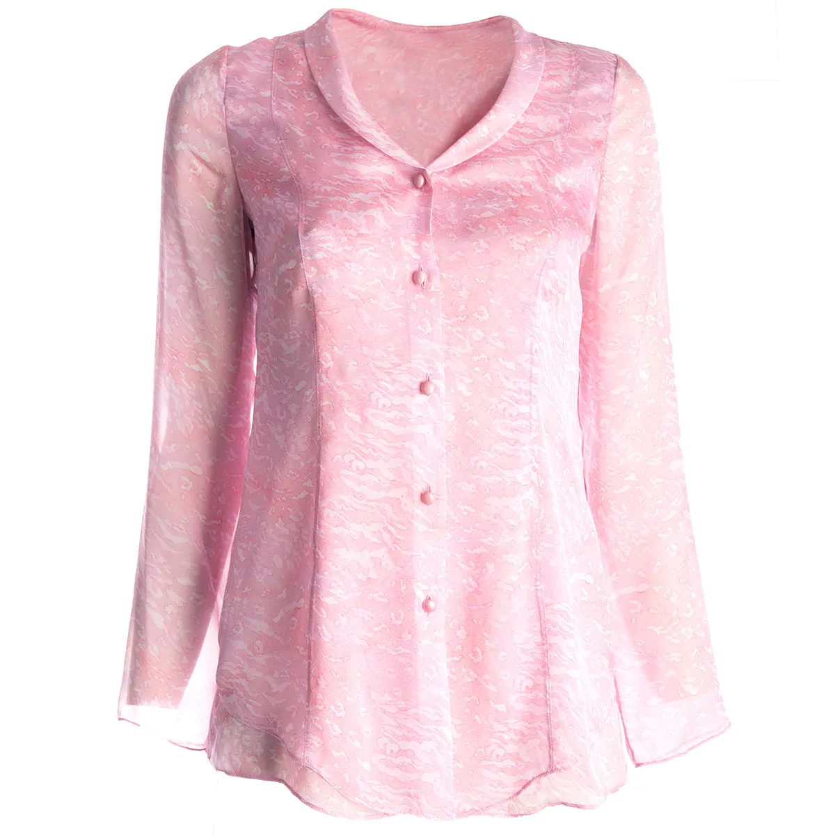 Dbl Silk Chiffon Blouse in Pink Zebra