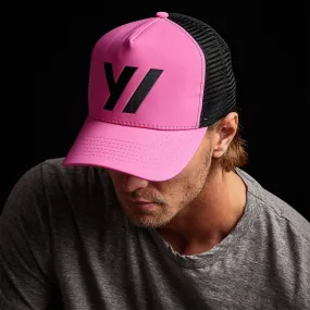 Embroidered Scuba Trucker Hat - Hot Pink