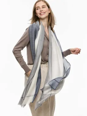 Featherlight Blue White Cashmere Scarf