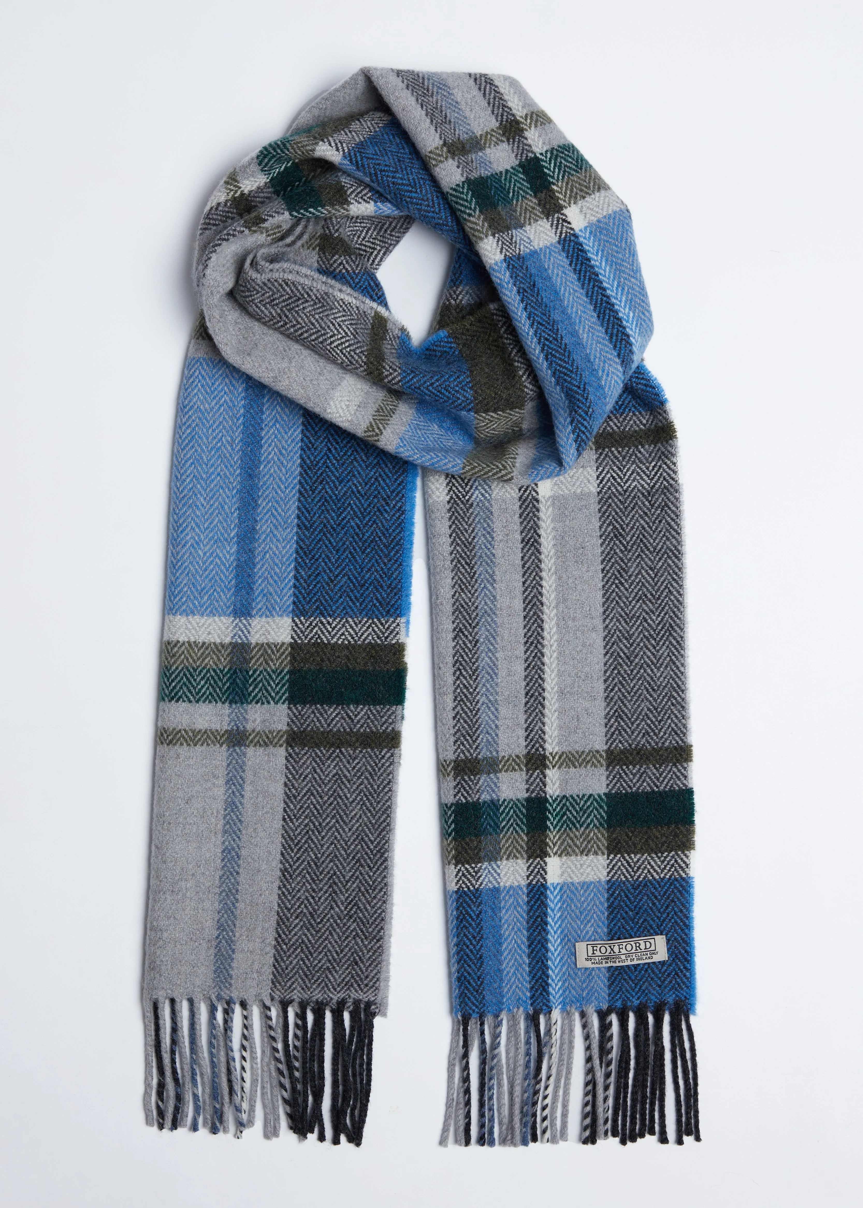 Foxford Blue and Grey Lambswool Scarf