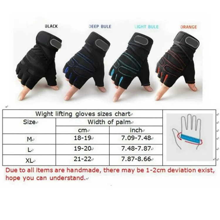 Gym Gloves Heavyweight Sports Exercise Weight Lifting Gloves Body Building Training Sport Fitness Gloves, Size:M(Sky blue)