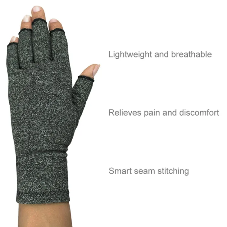 Half Finger Cycling Gloves Arthritis Pressure Health Gloves High Elastic Breathable Anti-edema Rehabilitation Riding Glov, Size:M (Gray)