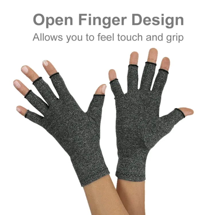 Half Finger Cycling Gloves Arthritis Pressure Health Gloves High Elastic Breathable Anti-edema Rehabilitation Riding Glov, Size:M (Gray)