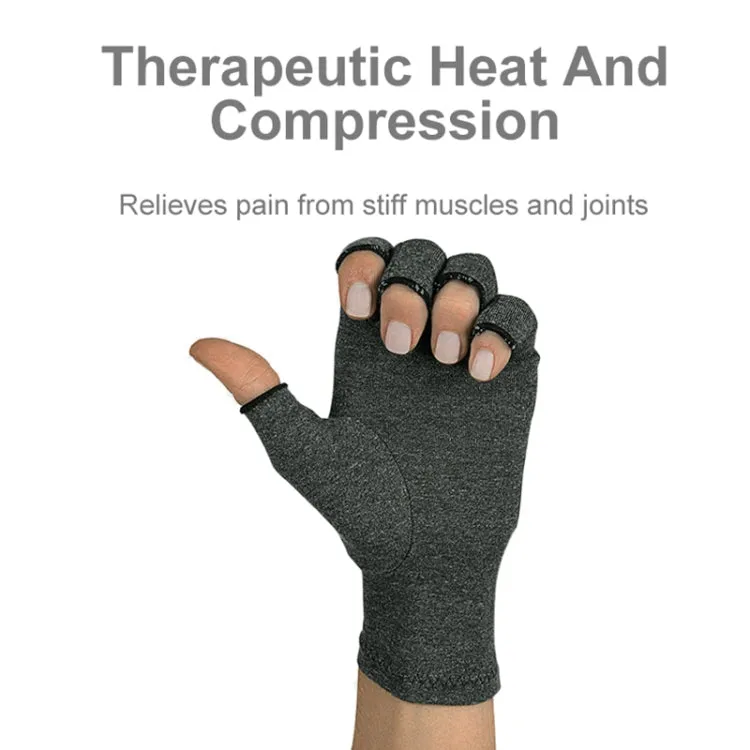 Half Finger Cycling Gloves Arthritis Pressure Health Gloves High Elastic Breathable Anti-edema Rehabilitation Riding Glov, Size:M (Gray)