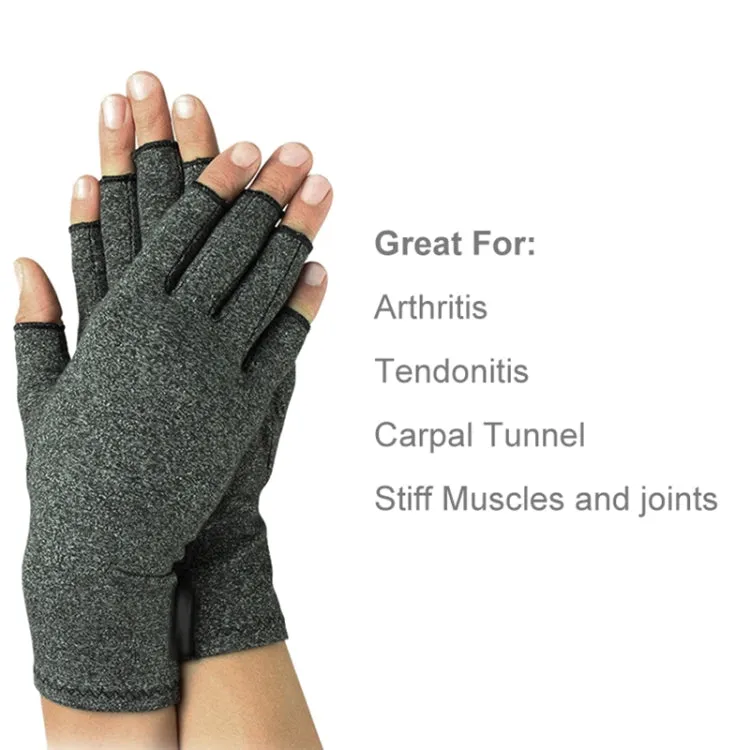 Half Finger Cycling Gloves Arthritis Pressure Health Gloves High Elastic Breathable Anti-edema Rehabilitation Riding Glov, Size:M (Gray)