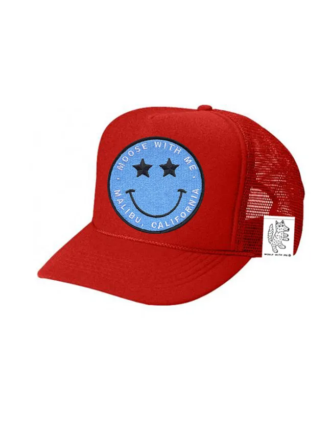 KIDS Trucker Hat with Interchangeable Velcro Patch (Red)