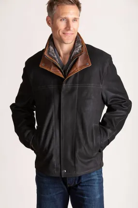 Newsboy Kildare Goatskin Leather Jacket with Removable Shearling Collar