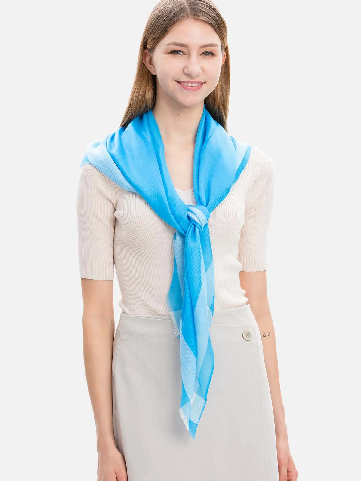 Square - Featherlight Azure Cashmere Scarf