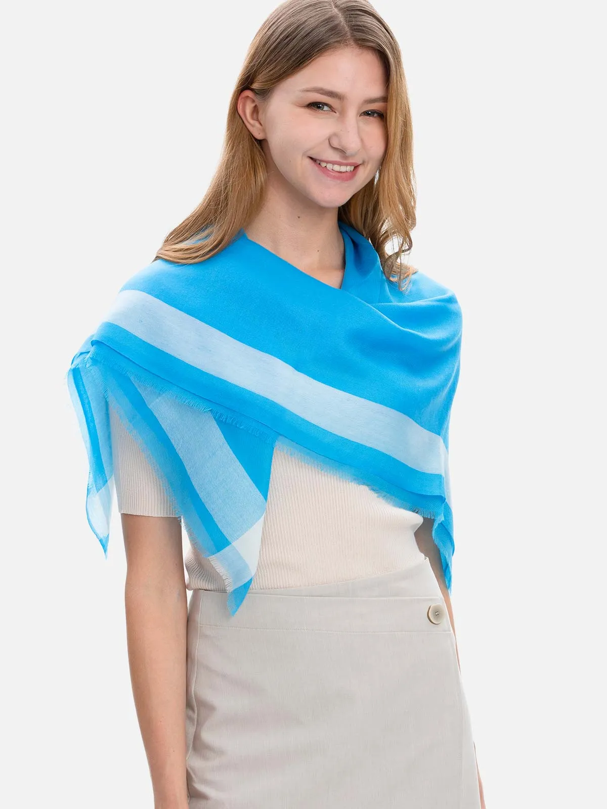 Square - Featherlight Azure Cashmere Scarf