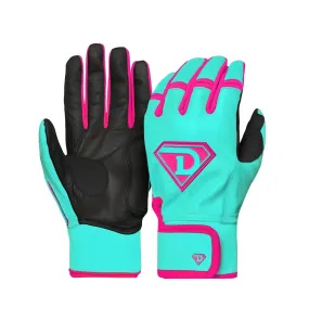 Test (don't buy) - Dinger Grip Pro Series Premium Batting Gloves “Miami 305” | Electric Teal, Neon Pink (Copy)