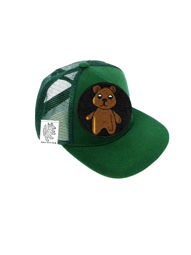 TODDLER Trucker Hat with Interchangeable Velcro Patch (Hunter Green)