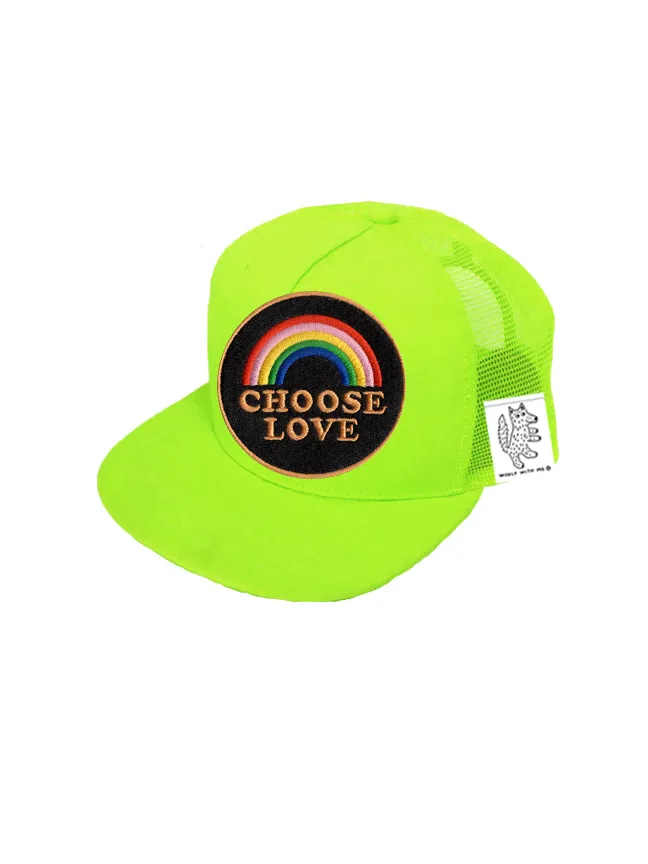 TODDLER Trucker Hat with Interchangeable Velcro Patch (Neon Green)