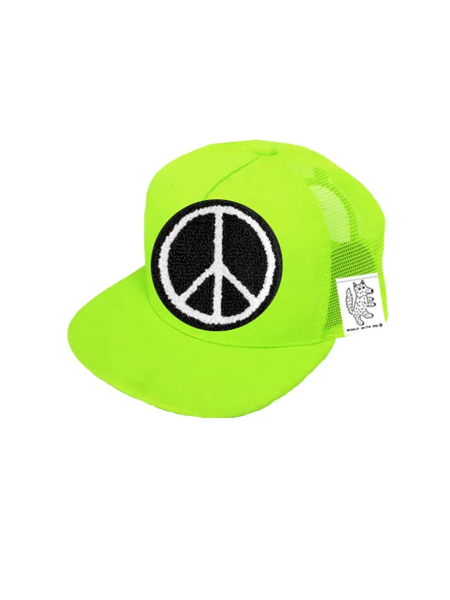 TODDLER Trucker Hat with Interchangeable Velcro Patch (Neon Green)