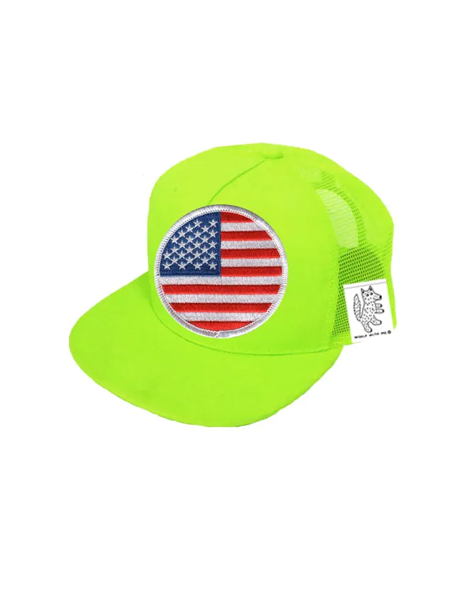 TODDLER Trucker Hat with Interchangeable Velcro Patch (Neon Green)