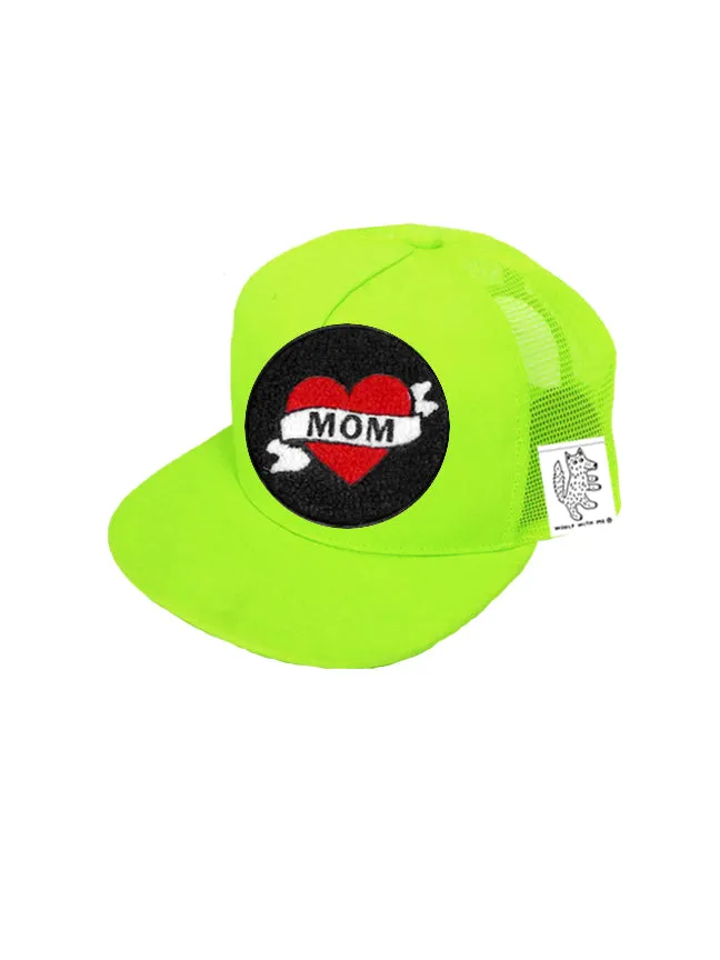 TODDLER Trucker Hat with Interchangeable Velcro Patch (Neon Green)