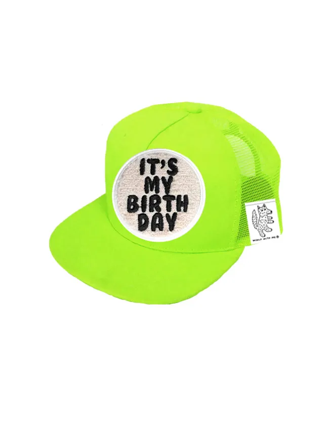 TODDLER Trucker Hat with Interchangeable Velcro Patch (Neon Green)