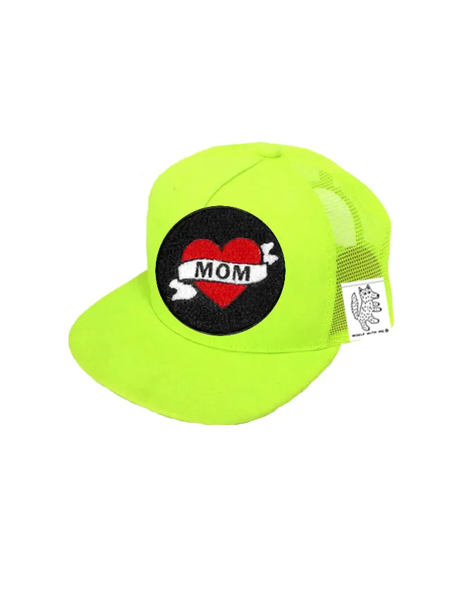 TODDLER Trucker Hat with Interchangeable Velcro Patch (Neon Yellow)