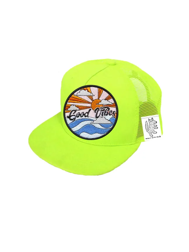 TODDLER Trucker Hat with Interchangeable Velcro Patch (Neon Yellow)