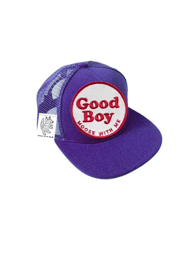 TODDLER Trucker Hat with Interchangeable Velcro Patch (Purple)