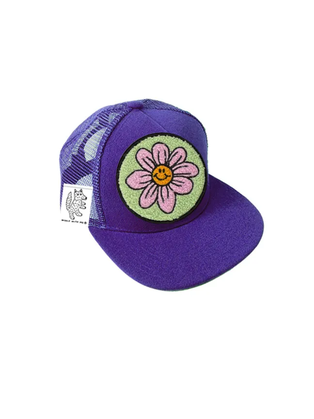 TODDLER Trucker Hat with Interchangeable Velcro Patch (Purple)