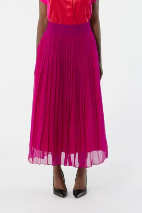 TYPHON fuchsia - silk aerial long pleated skirt