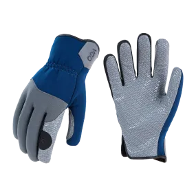 VGO General Utility Grip Gloves, Safety Work Gloves with Silicone Palm, Mechanics Gloves, Touchscreen, Machine Washable (Blue/Camo, SL7717)