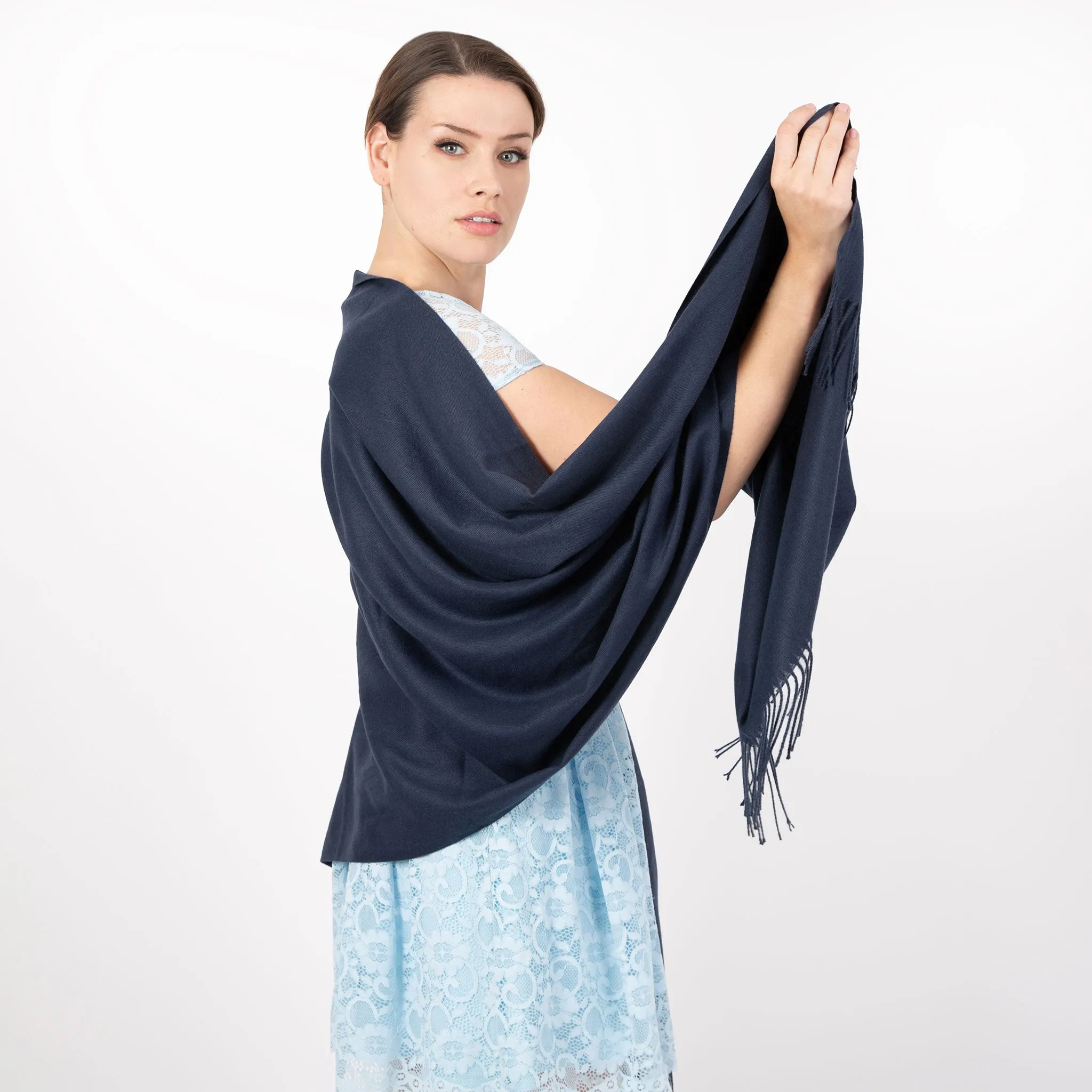 Women's Plain Pashmina Shawl with Tassels