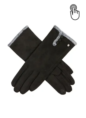 Women's Touchscreen Faux Suede Gloves with Faux Fur Trim