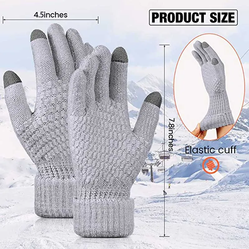 Women's Winter Touchscreen Gloves Warm Fleece Lined Knit Gloves